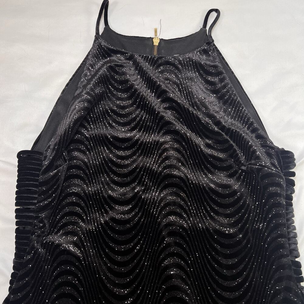 Premier Armour Dress Size 14 Black Sparkle Metallic Velour Cocktail Party NYE - Picture 4 of 11